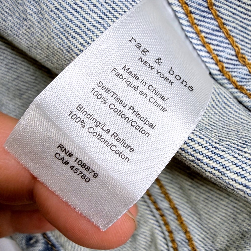 Rag & Bone Rockaway Laney Denim Mini Dress Light Wash Blue Button Front Size 6 - Picture 11 of 13